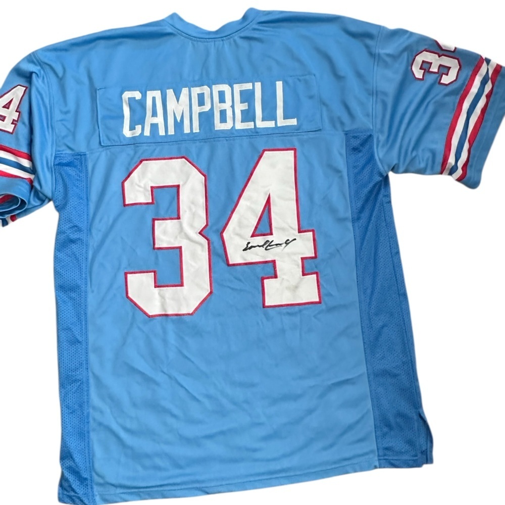 Signed Earl Campbell Oilers Jersey sz XL